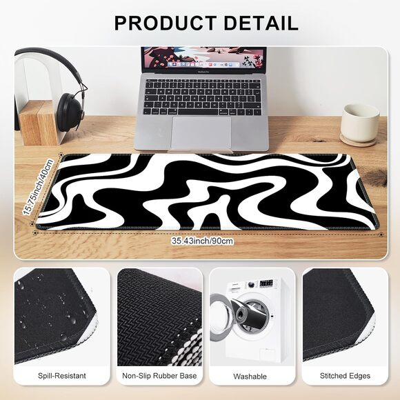 Ergonomic Gaming Mouse Pad With Wrist Rest - 4-in-1 XXL Desk Mat With Colorful Cat Paws Design